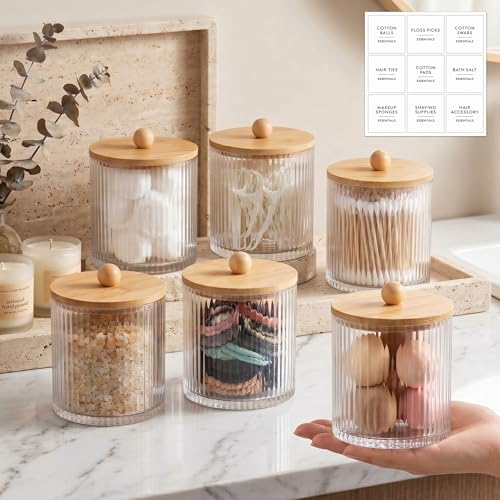 6 Pcs Plastic Holder Dispenser Bathroom Jars by Yaomiao
