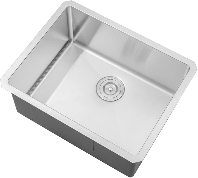 23 in. x 18 in. x 10 in. 16-Gauge Stainless Steel Undermount Single Bowl Kitchen Sink with Bottom Grid Set, Silicon Dishrack, Pot Mat and Strainer
