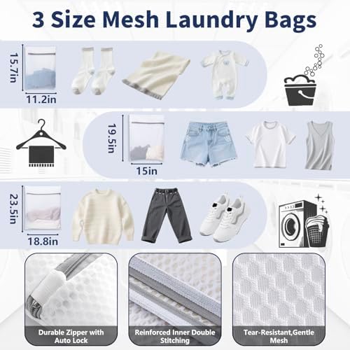 150L Laundry Bag Backpack with 3 Sizes Mesh Wash Bags and Shoulder Straps - Image 3