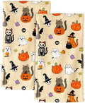 Miss Adola 150GSM Flour Sack Kitchen Towels Set of 2, Spooky Cats by MissAdola