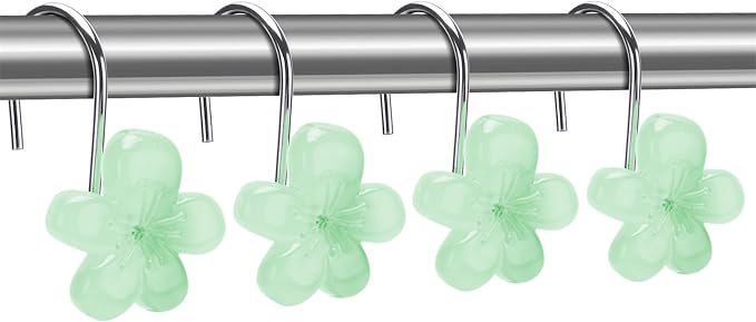 Cute Flower Shower Curtain Hooks, Glow in The Dark, Pretty Floral Themed - Image 4