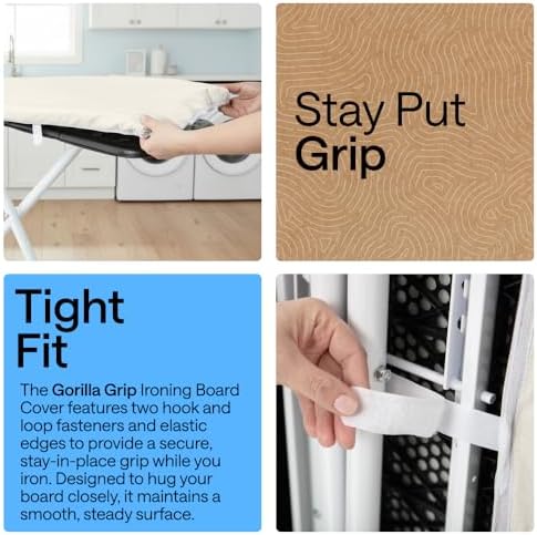 GORILLA GRIP Padded Ironing Board Cover, 15x54 Linen - Image 3