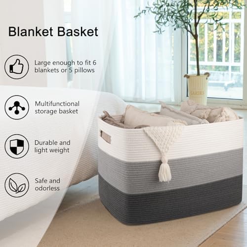 OIAHOMY 108L Extra Large Blanket Basket Dog Toy Basket radient Dark Grey - Image 5
