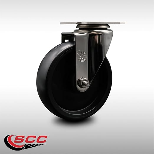 Service Caster Brand Replacement Caster for Uline Caster H-7445S-Stainless Steel Swivel Top Plate Caster with 5 Inch Polyolefin Wheel-Light Duty Replacement Caster-Fits Carts and Platform Truck H-5547