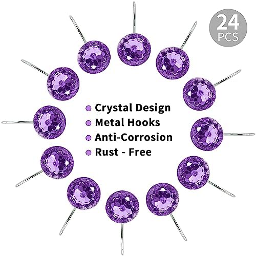 Purple Diamond Crystal Bling Shower Curtain Hooks Rings - Image 4
