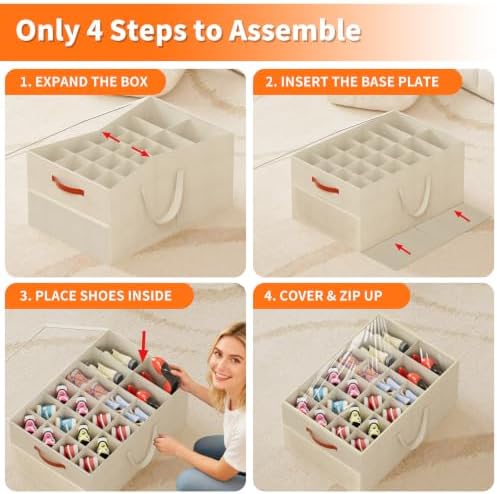 Aokeyee 2 Pack Shoe Organizer for Closet, Large Shoe Storage Box - Image 6