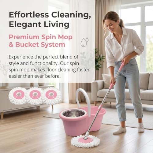 Spin Mop and Bucket Set, 360 Rotating Self-Wringing Floor Cleaner - Image 3