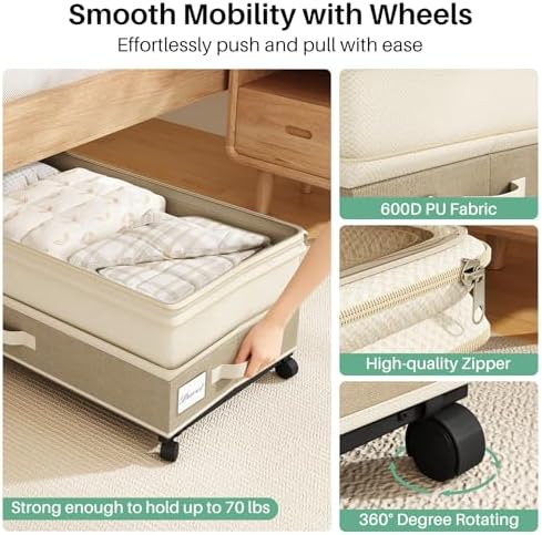 Kitstorack 4 Pack Height-adjustable Under Bed Storage - Image 4