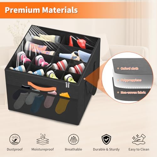 Aokeyee 2 Pack Shoe Organizer for Closet, Stackable Shoe Storage Box - Image 3