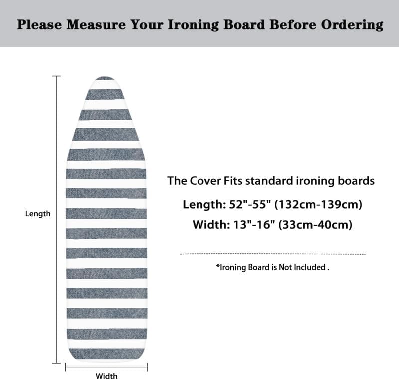 Gray White Stripes Ironing Board Cover Nordic Style Classic Striped Polyester - Image 6