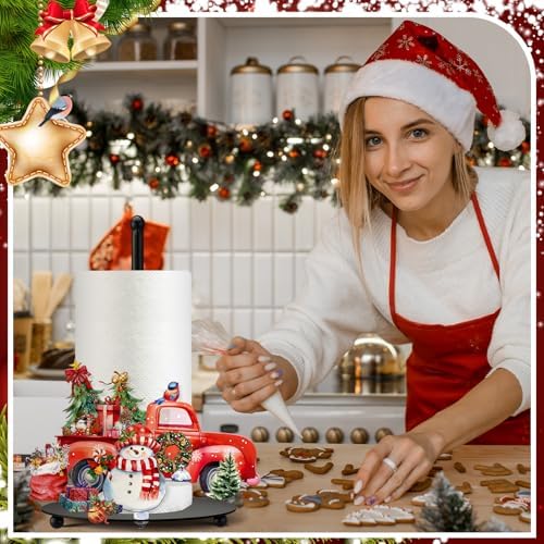 MorningRo Christmas Paper Towel Holder Red Truck Countertop Kitchen Decor and - Image 6