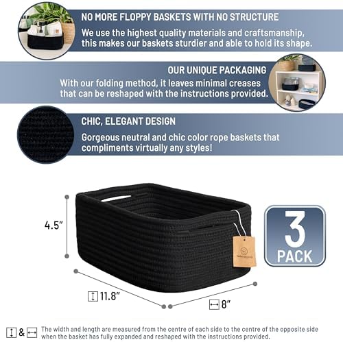 NaturalCozy 11.8"x8"x4.5” Rectangle Storage Baskets - Image 2