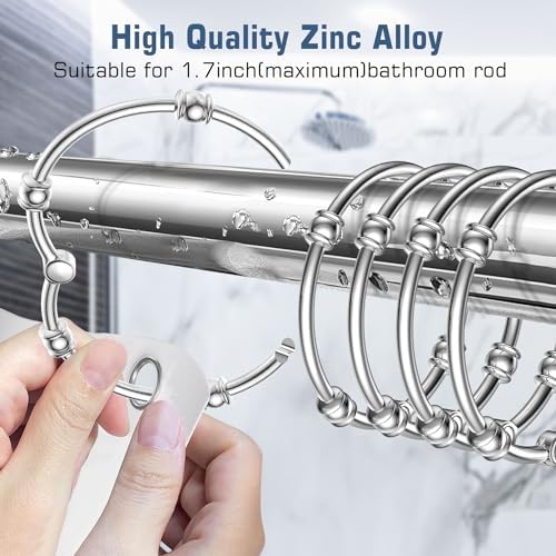 Shower Curtain Rings, 12 Pack Round Shower Curtain Hooks - Image 4