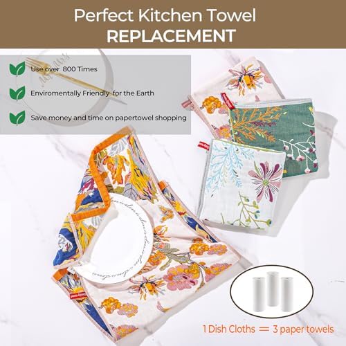 Set of 2 Floral Kitchen Towels for Drying Dishes Decor 15"x30" - Image 6