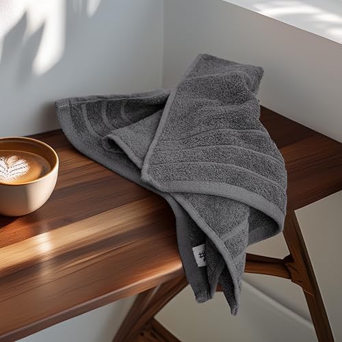 Tens Towels 6 Piece Hand Towels Set 16 x 28 Inches, Dark Grey - Image 6