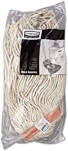 Rubbermaid F11612 Premium Cut-End Cotton Wet Mop Head 16oz White 1" Orange Band - Image 3