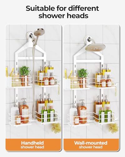 ODesign 2 Tier Shower Caddy for Handheld Shower Heads Anti-Swing White - Image 5