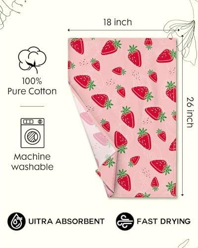 Miss Adola 150GSM Flour Sack Kitchen Towels Set of 2, Line Strawberry - Image 5