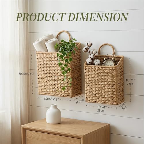 2-Pack Wicker Hanging Baskets for Storage and Decor - Image 2