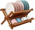 Utoplike Teak Wood Dish Drying Rack, Foldable Plate Organizer Countertop | by Utoplike