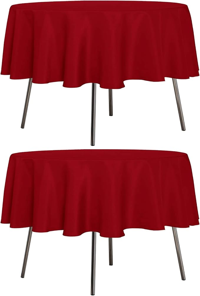 sancua 2 Pack Round Tablecloth 60 Inch Red, Stain and Wrinkle Resistant Table Cloth - Washable Polyester Table Cover for Dining Tables, Buffet Parties and Camping