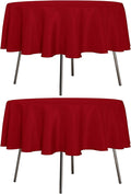 sancua 2 Pack Round Tablecloth 70 Inch Red, Stain and Wrinkle Resistant Table Cloth - Washable Polyester Table Cover for Dining Tables, Buffet Parties and Camping