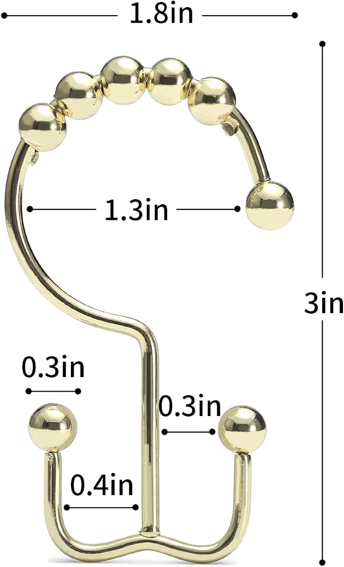 Goowin Shower Curtain Hooks Rings, Stainless Steel Gold Shower Curtain Hooks - Image 3