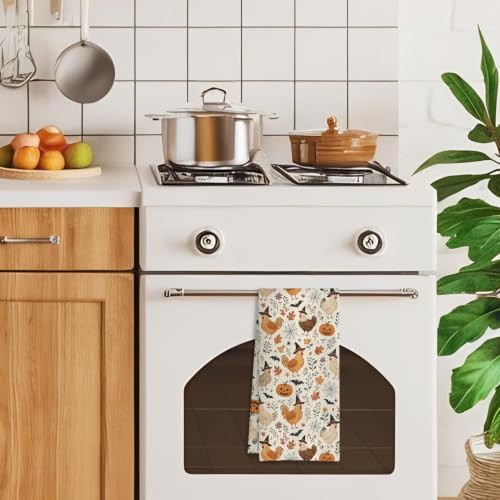 Halloween Farmhouse Chicken Rooster Kitchen Hand Towels 16x24 Inch - Image 3