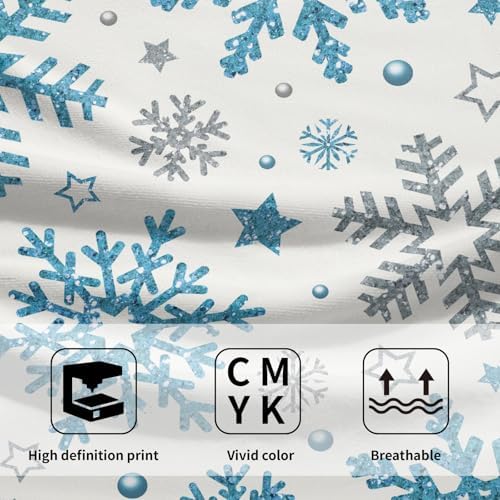 Winter Snowflake Hand Bath Towels Xmas Blue Silver Snowflakes 2 Pcs Christma - Image 3