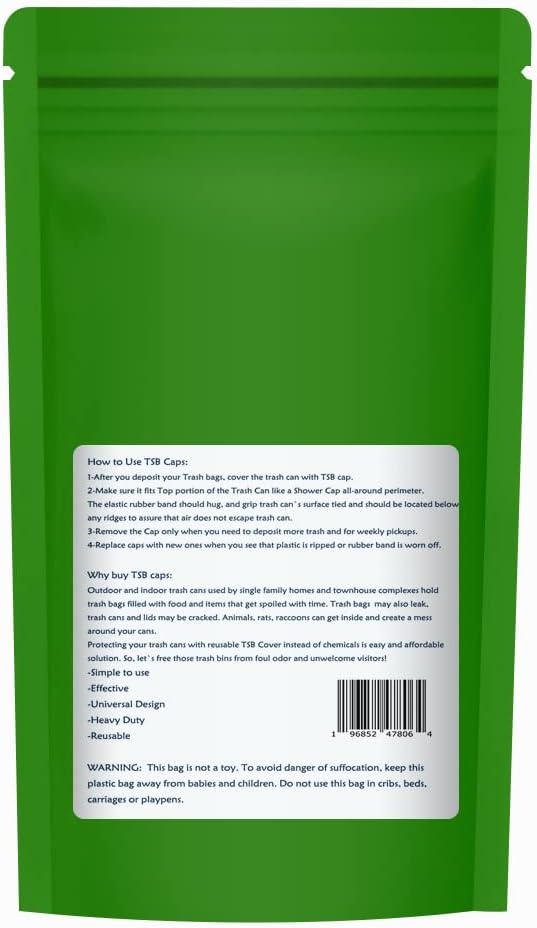 Outdoor Trash Can Cover Odor Eliminating Bag with Elastic Band Lemon Scented Durable 32 Gallon 3 Pack