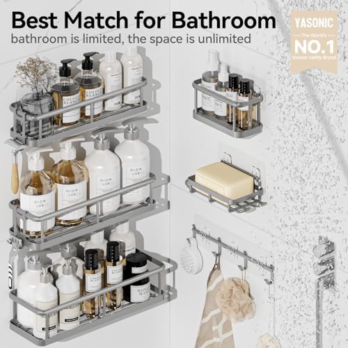 YASONIC Shower Caddy Adhesive, Rustproof Shower Organizer - Image 2