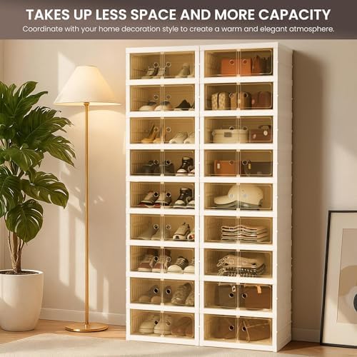 Foldable Shoe Organizer Storage Box Set of 6, Portable Extra Large Folding Shoe - Image 4
