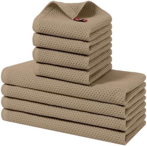 Homaxy 8 Pack 100% Cotton Kitchen Towels and Dishcloths Set by Homaxy
