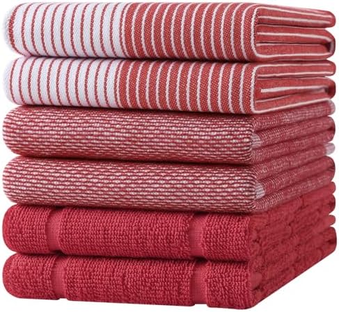 Homaxy 6 Pack Cotton Terry Premium Kitchen Towels, 18 x 28 in by Homaxy