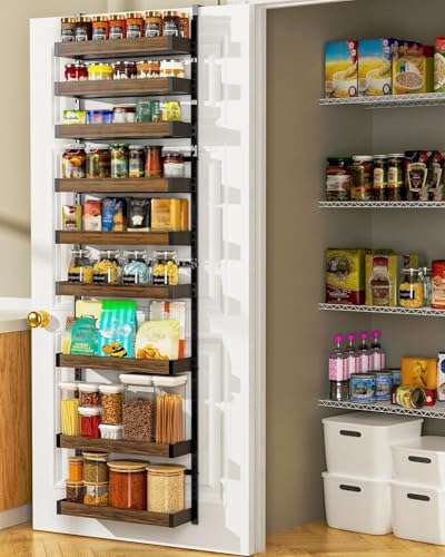 Moforoco Wood 9-Tier Over The Door Pantry Organizer, Wooden Pantry Organization by MOFOROCO