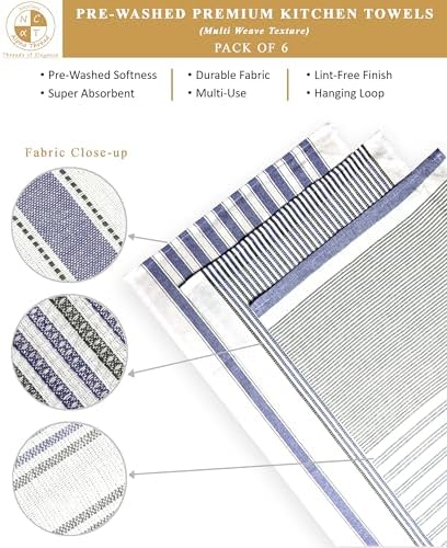 Pack of 6 Cotton Kitchen Towels Set, Dish Towels, Cleaning Rags, Kitchen Dish - Image 3