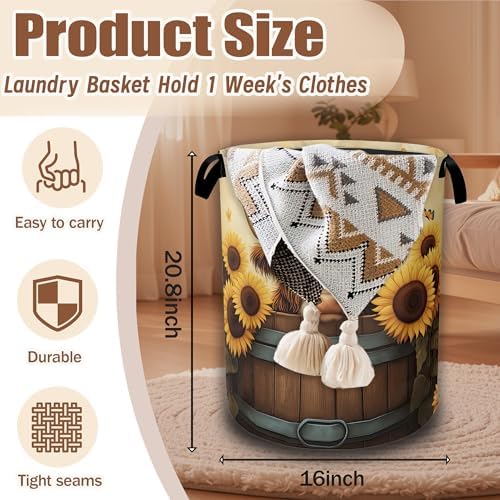 Highland Cow Laundry Hamper, Sunflower Butterflies Collapsible Laundry Baskets - Image 2
