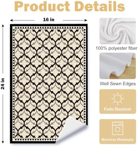 Black Beige Moroccan Kitchen Towels Set of 2, Retro Boho Abstract Dish Tea - Image 6