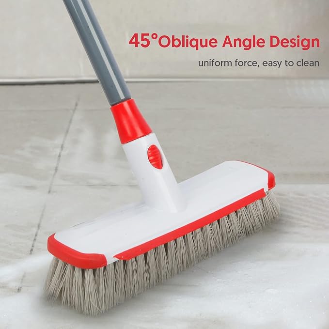Floor Scrub Brush with Long Handle, Scrubbing Brush Squeegee Broom - Image 6