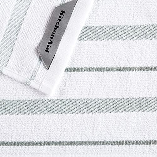 KitchenAid Albany Dishcloth 8 Pack Set, Matte Grey/White - Image 4