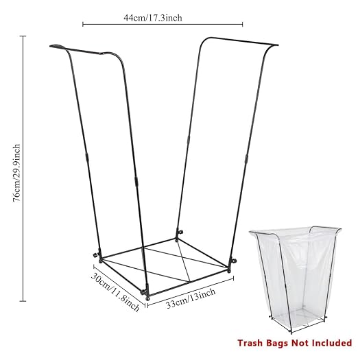 Trash Bag Holder, Garbage Bag Holder, Metal Leaf Bag Holder Stand | Portable - Image 4