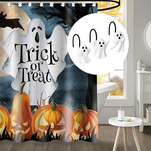 Sunlit Ghost Shower Curtain Hooks, Home Decorative Shower Curtain Rings - Image 6
