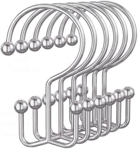 OEH 24 Pcs Shower Curtain Hooks, Metal Shower Curtain Rings, Double Shower Rings by OEH