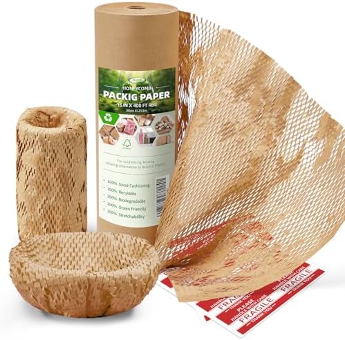 Honeycomb Packing Paper Wrap 15"x400' Sustainable Alternative to Bubble by BesitekPackingPaper