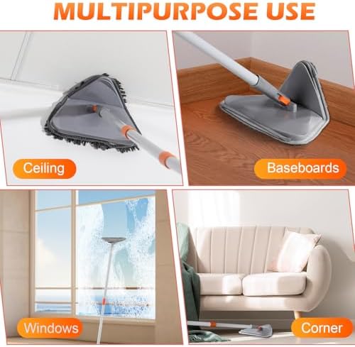 RONSUNG Wall Cleaner Mop, 82-Inch Handle, Baseboard Cleaner Tool, 4 Pads - Image 6