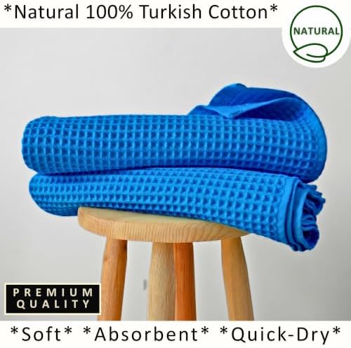 PÜSKÜL Natural 100% Turkish Cotton Waffle Bath Towels Set of 2, Extra-Large - Image 5