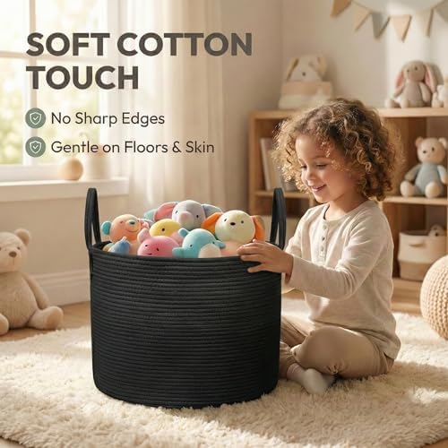 JMvicyroam 65L Extra Large Machine Washable Cotton Rope Blanket Basket - Image 4