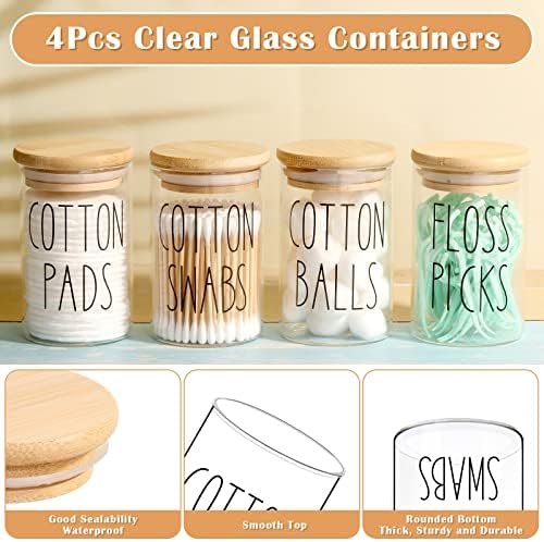 ROADPLUM Qtip Holder Bathroom Set, 4 Pack 10 oz Glass Bathroom Jars - Image 3