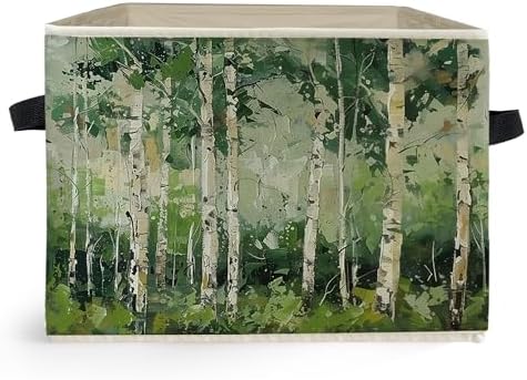 Modern Abstract Birch Tree Storage Box Bins, Decor by Unknown