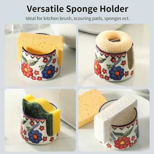 Sponge Holder for Kitchen Sink, Ceramic Dish Sponge Dish Rack Scrubby Caddy - Image 4